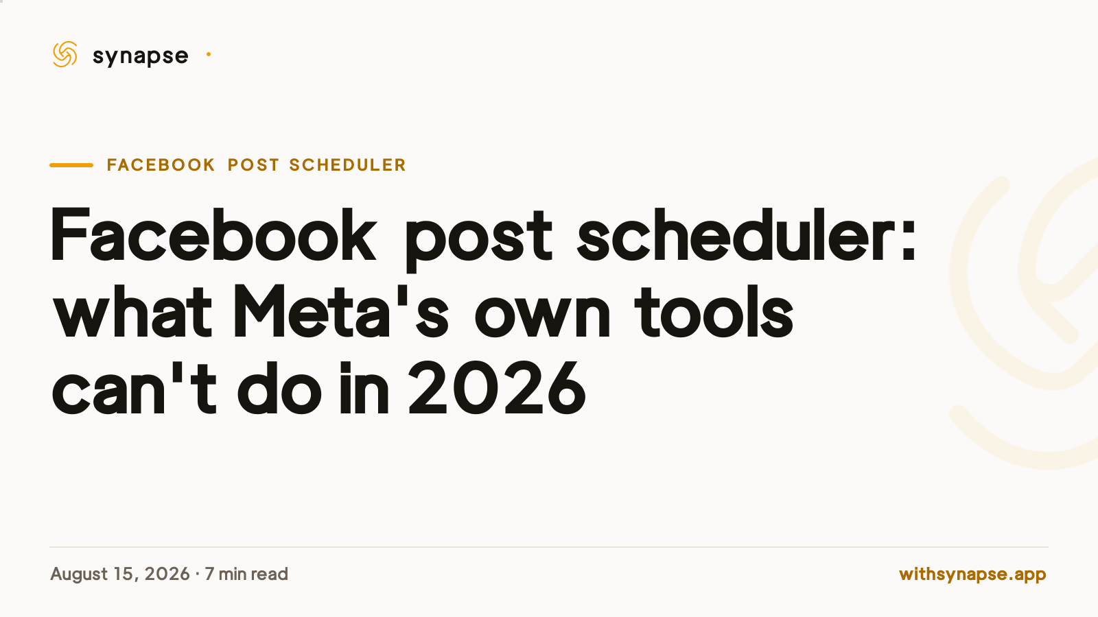 Facebook post scheduler: what Meta's own tools can't do in 2026