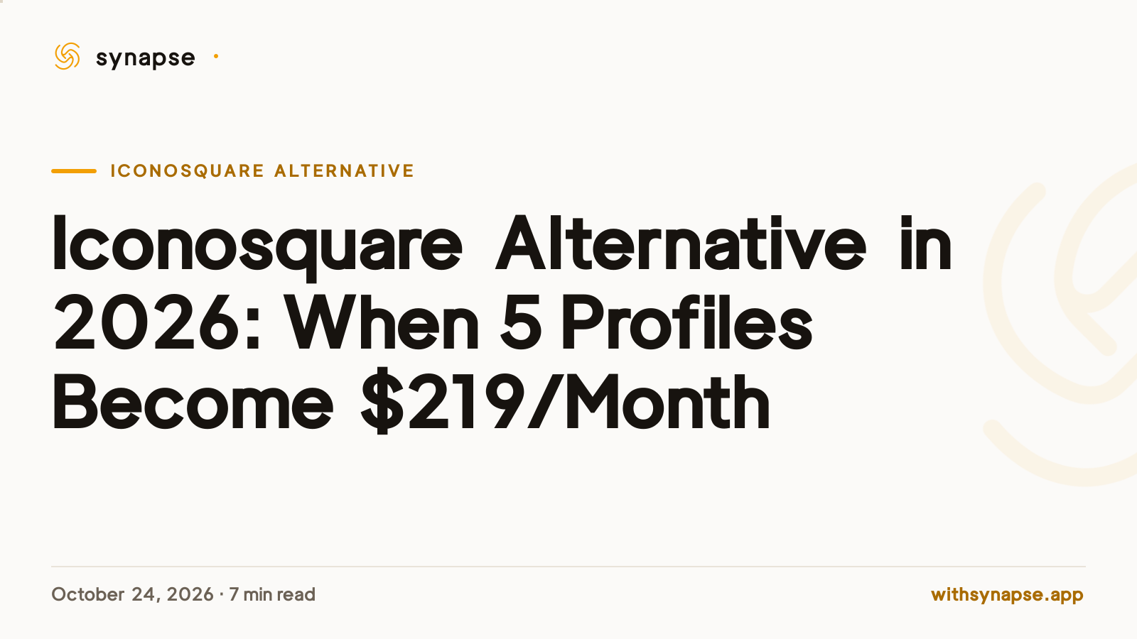 Iconosquare Alternative in 2026: When 5 Profiles Become $219/Month