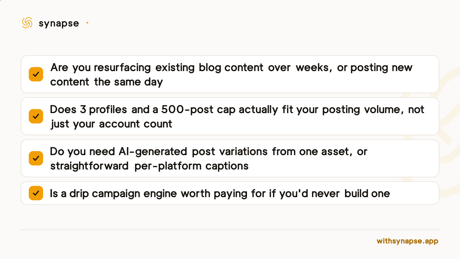 A checklist of four questions to ask before choosing a Missinglettr alternative in 2026.