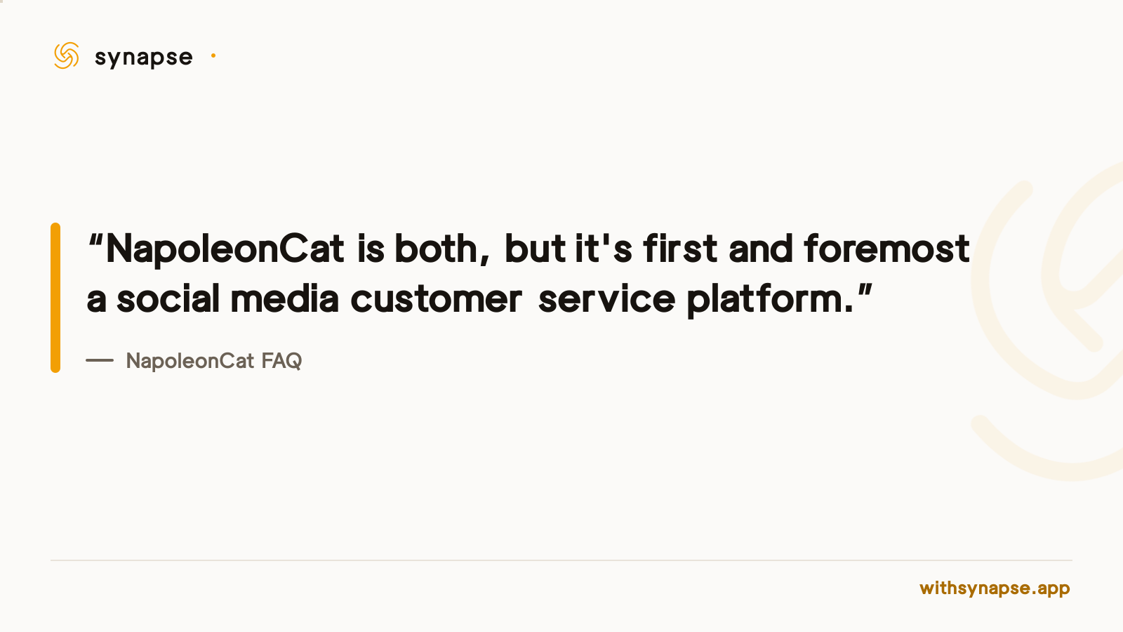 NapoleonCat describes itself as a customer service platform with publishing as a secondary feature.